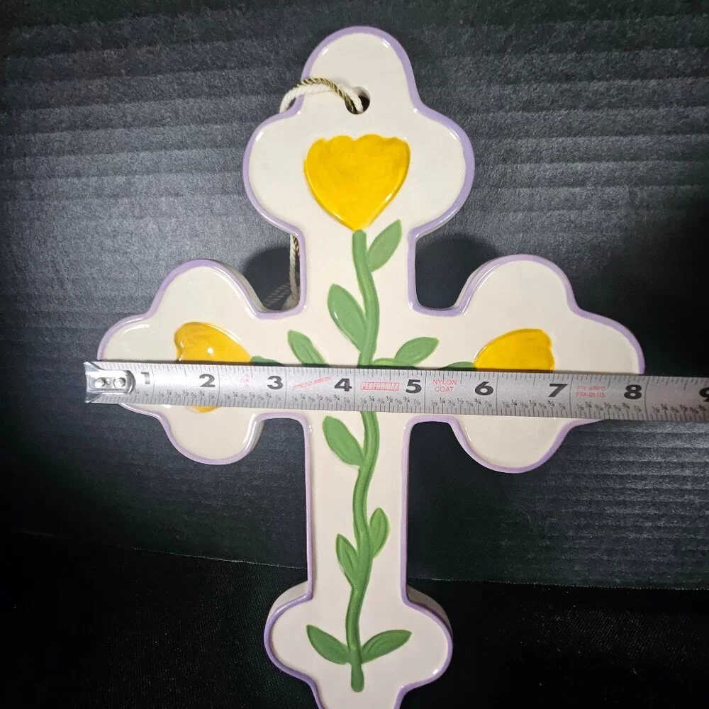 Target Threshold Ceramic Easter Cross Wall Hanging Double Sided NWT Easter Decor